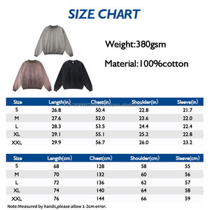 Sweat-shirt sauté pour hommes de haute qualité personnalisé 380G poids lourd col rond éponge rétro haute rue sweat lavé à l'acide pour hommes - Product Image 3