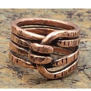 Exquisite Interlocking Copper Braid Ring – Premium Textured Artisan Jewelry - Product Image 6