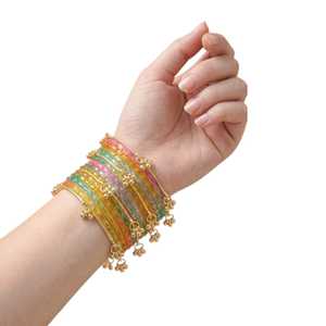 Bracelets en verre traditionnels du Cachemire, multicolores, plaqués or, ensemble de bijoux de mariage, couleurs personnalisées disponibles - Product Image 1