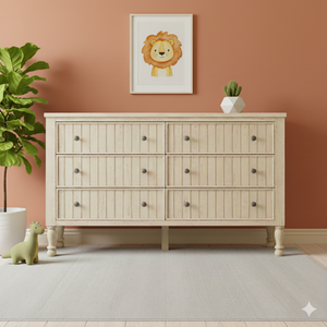 Armoire en bois de style moderne pour enfants avec 6 tiroirs pour appartement, chambre à coucher, salon, meubles pour enfants et bébés - Product Image 4