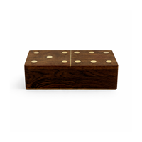 Jeu de dominos en bois de palissandre indien fait main avec boîte de rangement |   Tuiles de jeu de société de style antique de qualité supérieure 14x8x4cm Divertissement familial