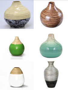 Jarrones de Bambú Tejido, Diseño Colorido, Cerámica Hecha a Mano, Macetas Decorativas para Decoración de Interiores del Hogar, VietChoice - Product Image 5