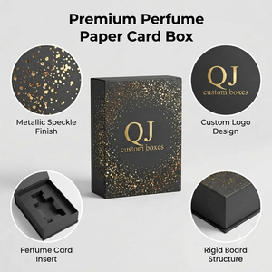 Boîte en carton rigide noir mat personnalisée avec logo pour parfums et cosmétiques, emballage en papier pailleté or, vente en gros - Product Image 1