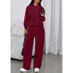 Conjunto Deportivo Informal de Invierno para Mujer, Sudadera Holgada y Pantalones Anchos a Juego, Estilo Deportivo a la Moda - Product Image 6