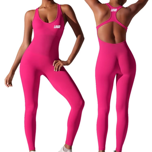 Custom Your Design Women's Sexy One-Piece Sports <b>Bodysuit</b> Skinny Solid Short Sleeveless Halter Tummy <b>Control</b> Seamless Gym - Product Image 5