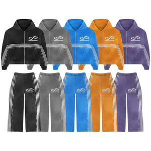 Survêtement unisexe en polaire orange grande taille 2026 |   100% coton, lavage à l'acide |   Ensemble d'entraînement hivernal de qualité supérieure OEM - Product Image 1