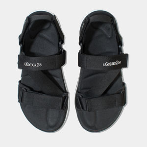 Open Toe Sandals Hook Loop Closure Lightweight Removable Strap Black White Logo Rubber <b>Patch</b> Vietnam SHONDO Casual Cross-Strap - Product Image 5