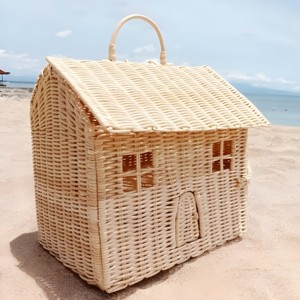 Maison de jeu en rotin en forme de maison pour enfant, avec poignée, prix le plus bas, adorable jouet en forme de maison - Product Image 1