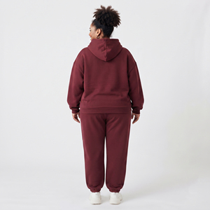 <b>Women's</b> Premium Fleece Zipper Tracksuit Custom Distress Embroidery Hoodie <b>Jogger</b> Set Long Sleeve Heavyweight 400GSM Tracksuit - Product Image 2