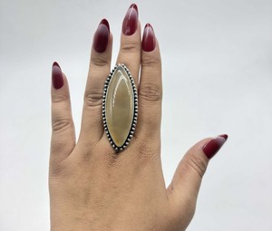 Natural Onyx <b>Ring</b> Silver Plated <b>Ring</b> Handmade Wide Chunky Gemstone <b>Ring</b> Designer Big Stone <b>Ring</b> - Product Image 3