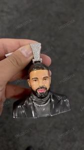 Colgante Personalizado con Letra 'HC', Moissanita Real VVS1 D, Engaste de Diamantes, Colgante Iced Out, Collar con Colgante para Hombre - Product Image 2