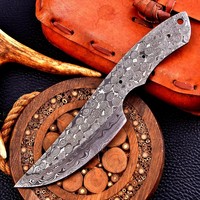 Lame de couteau de camping en acier Damas, profil Drop Point, bord biseauté 0,5 mm / Personnalisable DIY pour la chasse, la survie, l'usage général, forme goutte de pluie, OEM