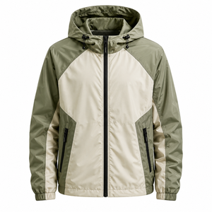 Hooded Color Block Windproof Jacket Men Casual Zip Up Outerwear Autumn <b>Lightweight</b> Polyester Shell <b>Coat</b> - Product Image 3