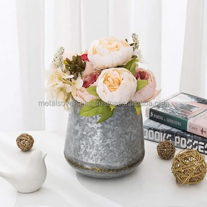 Pot de fleurs en acier galvanisé avec design décoratif en métal, style rustique industriel, porte-plantes - Product Image 6
