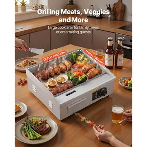 Piastra Elettrica Commerciale 1750W, 45 x 30 cm, in Acciaio Inossidabile, da Banco, con Controllo Temperatura Regolabile 122-570°F - Product Image 2