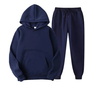 New <b>Men</b> Women Tracksuit Hoodies Casual Solid Color Thick Pullover and Long <b>Pant</b> 2-piece Set <b>Men</b> Autumn Fleece Jogger Sports Suit - Product Image 2
