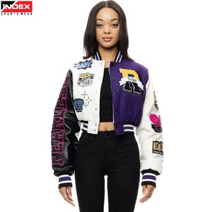 Blouson universitaire oversize pour femme en molleton, coupe décontractée, style streetwear, blouson Letterman, vêtement d'hiver pour marques de prêt-à-porter - Product Image 1