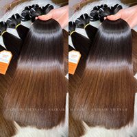Extensions de cheveux Remy naturels vietnamiens, couleur tendance noir-brun, soyeux et lisses, double trame, livraison rapide