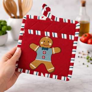 Premium Quality Christmas Printed Design Kitchen <b>Pot</b> <b>Holder</b> 100% Cotton Red Color <b>Pot</b> <b>Holders</b> for christmas. - Product Image 1