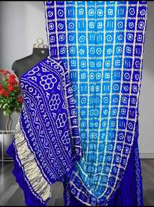 Sari Bandhani Rajasthani en soie, vêtement ethnique pour femmes, pallu traditionnel dessiné à la main, pour fêtes et festivals - Product Image 2