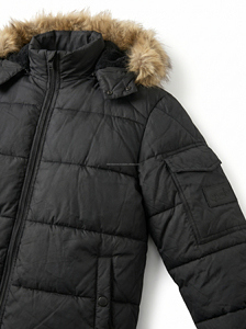 Veste matelassée à capuche unie de haute qualité avec logo personnalisé OEM, fourrure Catfeel, chaude, pour hommes et femmes, hiver - Product Image 4