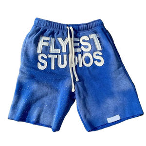 Men's Casual Cotton <b>Fleece</b> Solid Knitted Mid Waist <b>Shorts</b>-Quick Dry Breathable Eco-Friendly Drawstring Embroidery Private Label - Product Image 1