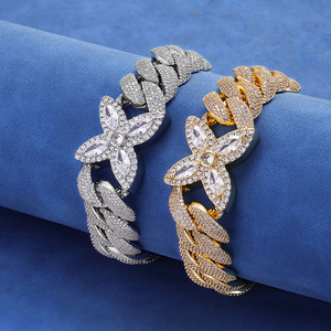 925 Silver Moissanite Butterfly Cuban Link Bracelet Iced Out Pave Floral Statement Luxury Chain Bracelet for <b>Men</b> Women - Product Image 3