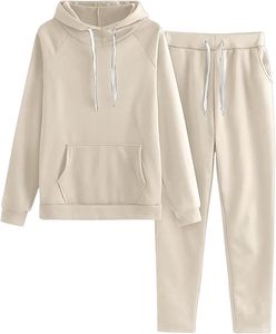 <b>Light</b> Blue Pullover Hoodie and Joggers Sweatsuit for Women Two Piece Fleece <b>Lounge</b> Set Casual Solid Color Winter Sport Outfit - Product Image 4