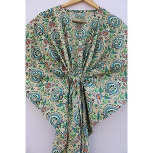 SHYAM EXPORT Bata de Verano Casual para Mujer, 100% Algodón, Estampado Floral, Manga Corta, Cuello en V, con Cordón Ajustable, Transpirable - Product Image 4