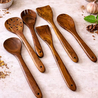 Handgemaakte 6-delige houten lepelset, vaatwasser- en vriesbestendig, decoratief, alleen handwas, voor gebruik in de keuken