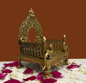 Singhasan de Latón Antiguo, Trono Religioso de Latón para Dioses y Diosa, Esculturas, Estatuas, Piezas Decorativas, Artículos de Regalo - Product Image 2
