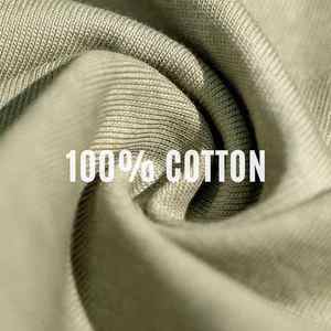 T-shirt décontracté pour homme, coupe classique, vert olive, 100 % coton, manches courtes, col rond, respirant, tissu jersey tricoté écologique, uni - Product Image 4