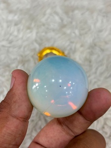 ลูกแก้วอาเกตลายลูกไม้สีครีมส้มและสีเทาที่มีลวดลายซับซ้อน ขัดเงาเป็นรูปทรงกลม พร้อมลวดลายตกแต่งที่โดดเด่น - Product Image 5