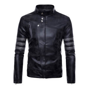 Chaqueta de Cuero Genuino para Hombre con Logotipo Personalizado en la Parte Delantera, Impermeable, Resistente al Viento, Transpirable, con Cierre, Corte Holgado, Formal, de PU - Product Image 1