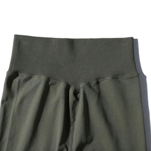 Leggings taille haute à coutures, longueur intégrale, vert uni, style sportif, extensibles, respirants, antibactériens, avec poches, en Spandex/Nylon pour femme - Product Image 5