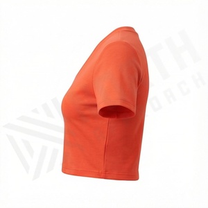 T-shirt pour femme à manches courtes et col en V, 100% coton biologique de luxe, pré-rétréci, doux, respirant, couleur personnalisée - Product Image 3