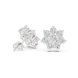 Purecarat หรูหราทอง14K คลัสเตอร์ต่างหูทันสมัย - Product Image 3