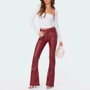 Pantalon en cuir véritable pour femme, style motard classique, en cuir de vachette véritable, pantalon de mode, fournisseur en gros OEM - Product Image 6
