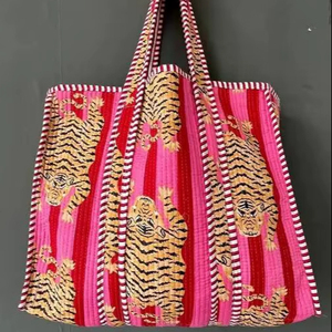 Handmade Cotton Quilted Tote <b>Bag</b> for Women – <b>Lightweight</b> Floral Print Shoulder <b>Bag</b> for Daily Use - Product Image 1