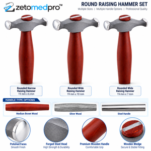 Rounded Raising Hammer Narrow Wide 19mm x 6mm 19mm x 10mm 19mm x 7mm Wood Steel Jewelry Metal Shaping <b>Tool</b> ZETOMEDPRO - Product Image 6