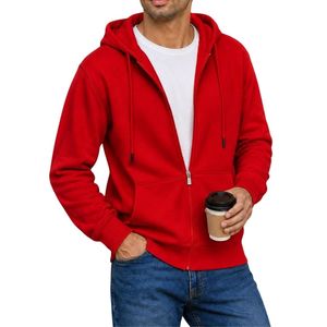 Men's Hooded <b>Zipper</b> <b>Sweatshirt</b> Custom Cotton Fleece Full Zip Hoodie with Front Pockets for Private Label Apparel Brands - Product Image 4