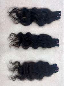 Extensions de cheveux humains 100% naturels, vierges, non traités, bouclés, de type temple indien, cuticules alignées, trame plate, style ondulé, simple - Product Image 4