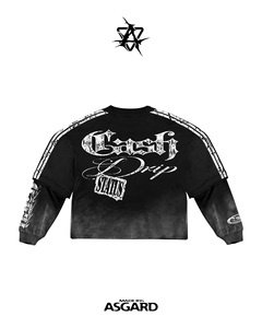 Ensemble haut court à manches superposées et pantalon large noir Cash Drip Status |   Ensemble streetwear surdimensionné, fabricant OEM de marques privées - Product Image 2