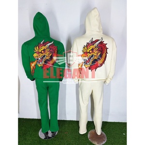 Flare <b>Tracksuit</b> Screen Printing Stacked Sweat Pants Flared Style High Quality Newest DTG DTF Printed <b>Tracksuits</b> Flame Design - Product Image 5