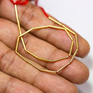 18K Solid Yellow Gold 11mm Smooth Tube <b>Beads</b> 10-Piece <b>Set</b> Premium Jewelry Findings & Components - Product Image 3