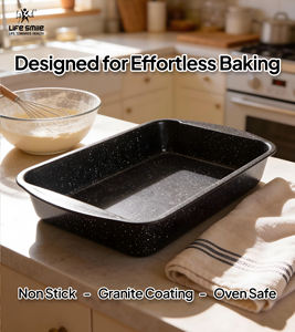 Plat à rôtir rectangulaire en acier carbone de qualité supérieure avec revêtement antiadhésif en granit multicouche, compatible four et distribution uniforme de la chaleur - Product Image 3