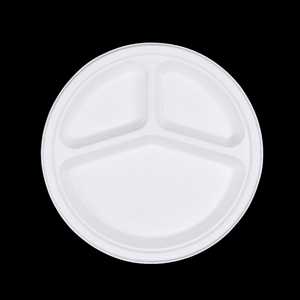 Assiette ronde en papier de qualité supérieure, compartimentée, pour la restauration à emporter, vaisselle jetable écologique - Product Image 2