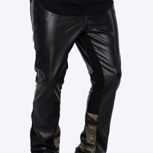 Stylish Men's Genuine <b>Leather</b> Lightweight <b>Flared</b> Pants-High Quality Breathable Eco-Friendly Retro Bell-Bottom <b>Trousers</b> - Product Image 2