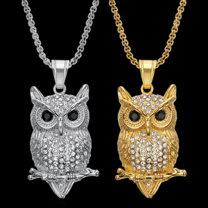 Colgante de Búho Icedout de Plata 925 con Diamante Moissanita, Joyería Espiritual de Lujo para Fiesta, Evento, Función, Moda y Regalo - Product Image 1