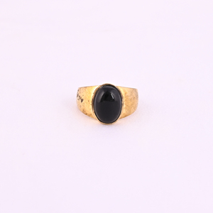 Anillo de latón con bisel chapado en oro para mujer - Product Image 1